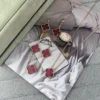 Van Cleef & Arpels Pink Stone Clover Necklace