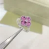 Van Cleef & Arpels Pink Stone Clover Stone-Accented Ring