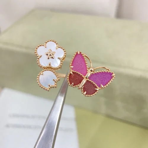 Van Cleef & Arpels Pink Stone Three-Piece Ring
