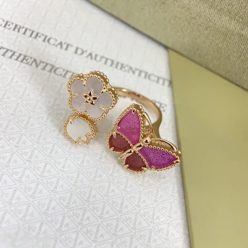 Van Cleef & Arpels Pink Stone Three-Piece Ring