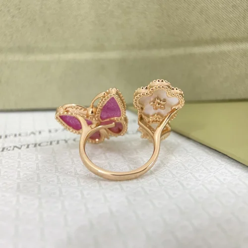 Van Cleef & Arpels Pink Stone Three-Piece Ring