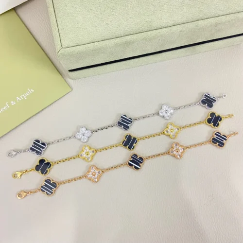 Van Cleef & Arpels Black Onyx Five-Motif Two-Tone Bracelet