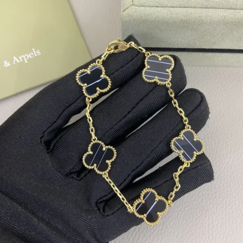 Van Cleef & Arpels Black Onyx Five-Motif Two-Tone Bracelet