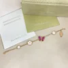 Van Cleef & Arpels Pink Stone Butterfly Five-Motif Bracelet