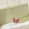 Van Cleef & Arpels Pink Stone Butterfly Necklace