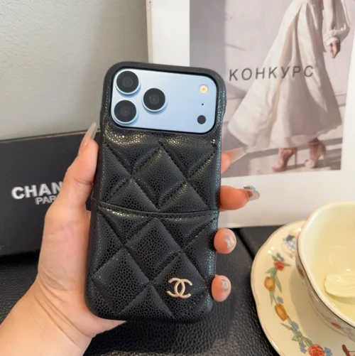Chanel Caviar-Texture Phone Case with Integrated Cardholder - Ref. PCCHANEL0002