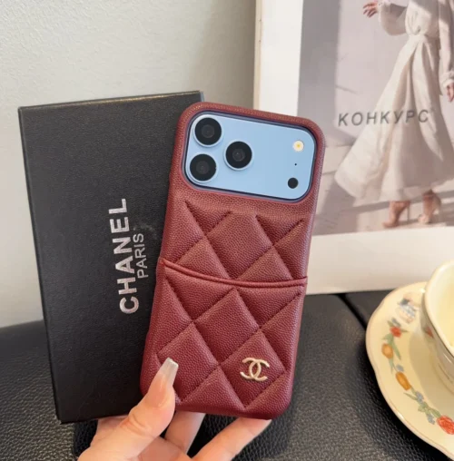 Chanel Caviar-Texture Phone Case with Integrated Cardholder - Ref. PCCHANEL0003
