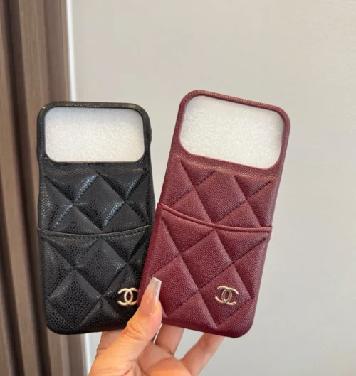 Chanel Caviar-Texture Phone Case with Integrated Cardholder - Ref. PCCHANEL0003