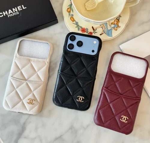 Chanel Caviar-Texture Phone Case with Integrated Cardholder - Ref. PCCHANEL0003