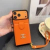 Chanel Cardholder Phone Case with Oversized CC Logo and Wrist Strap - Ref. PCCHANEL0052