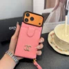 Chanel Cardholder Phone Case with Oversized CC Logo and Wrist Strap - Ref. PCCHANEL0053