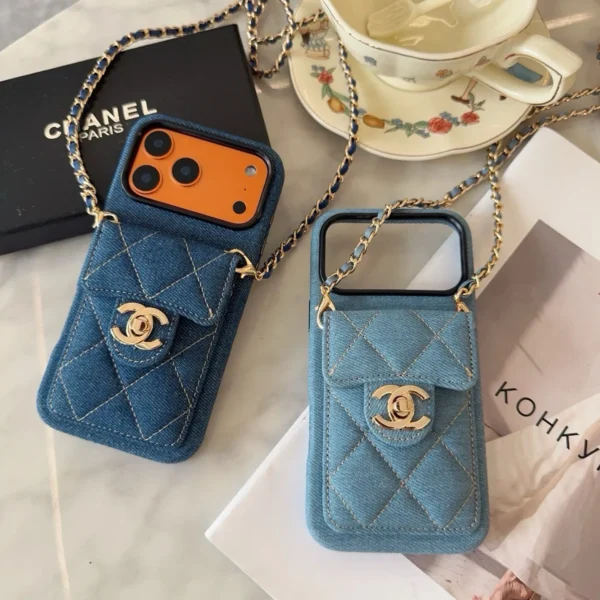 PCCHANEL0081-01 Chanel Denim Crossbody Cardholder Phone Case with CC Clasp and Chain Strap - Ref. PCCHANEL0081