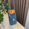 Chanel Denim Crossbody Cardholder Phone Case with CC Clasp and Chain Strap - Ref. PCCHANEL0081