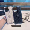 Chanel Caviar-Texture Quilted Flip Cardholder Phone Case with CC Ball-Adjustable Chain - Ref. PCCHANEL0100