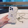 Chanel Caviar-Texture Quilted Flip Cardholder Phone Case with CC Ball-Adjustable Chain - Ref. PCCHANEL0104