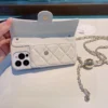 Chanel Caviar-Texture Quilted Flip Cardholder Phone Case with CC Ball-Adjustable Chain - Ref. PCCHANEL0104