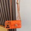 Chanel Caviar-Texture Quilted Flip Cardholder Phone Case with Ball-Adjustable Chain - Ref. PCCHANEL0117