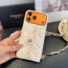 Chanel Caviar-Texture Quilted Flip Cardholder Phone Case with CC Chain Wrist Strap - Ref. PCCHANEL0118