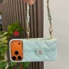 Chanel Caviar-Texture Quilted Flip Cardholder Phone Case with CC Chain Wrist Strap - Ref. PCCHANEL0119