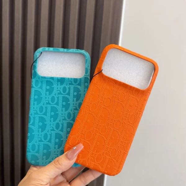 PCDIOR0015-01 Dior Cosmic Orange Embossed Leather-Look Phone Case for iPhone - Ref. PCDIOR0015