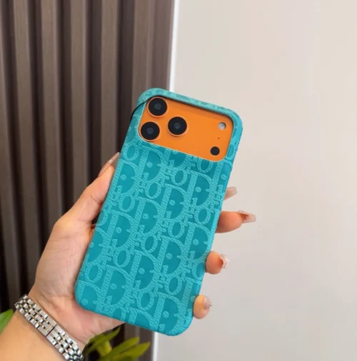 Dior Cosmic Orange Embossed Leather-Look Phone Case for iPhone - Ref. PCDIOR0015