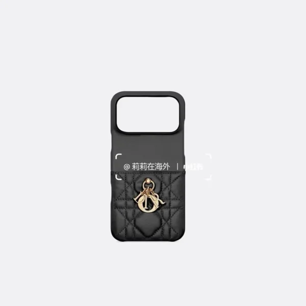 PCDIOR0020-01 Dior Cannage-Pattern Phone Case with Metal Charm Detailing - Ref. PCDIOR0020