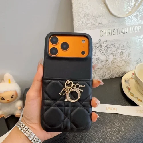 Dior Cannage-Pattern Phone Case with Metal Charm Detailing - Ref. PCDIOR0020