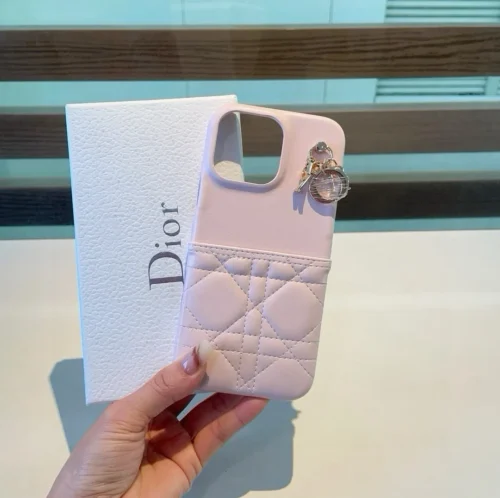 Dior Cannage-Pattern Phone Case with Metal Charm Detailing - Ref. PCDIOR0021