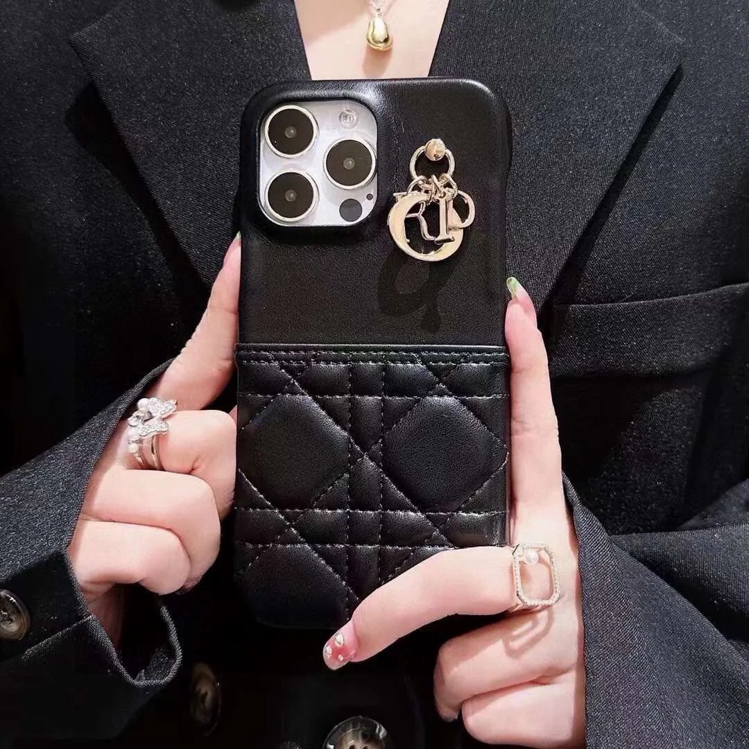 PCDIOR0022-01 Dior Cannage-Pattern Phone Case with Metal Charm Detailing - Ref. PCDIOR0022