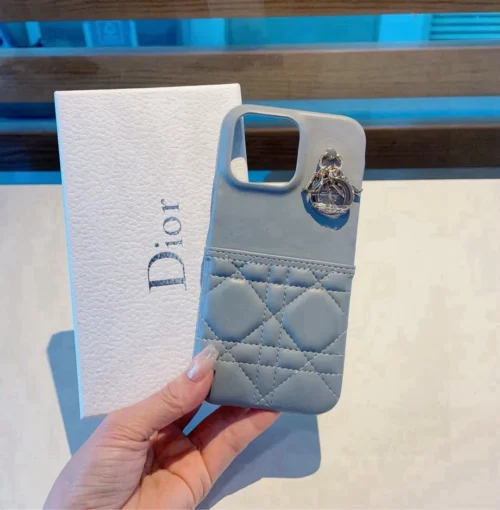 Dior Cannage-Pattern Phone Case with Metal Charm Detailing - Ref. PCDIOR0023