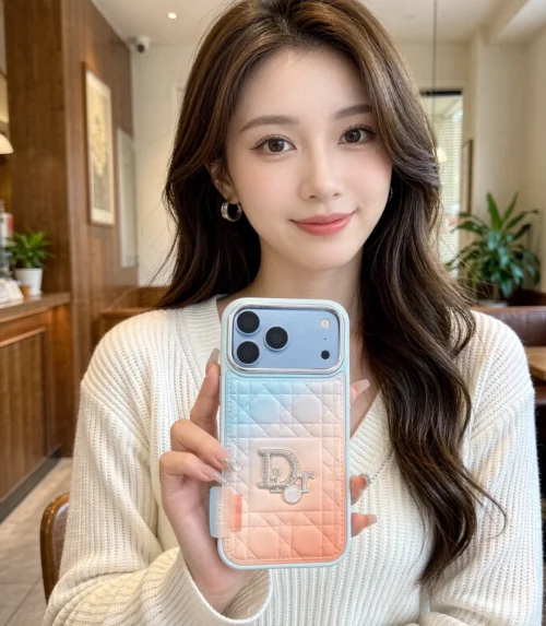 Dior Embossed Diamond-Pattern Gradient Phone Case with Precision Cutouts - Ref. PCDIOR0037
