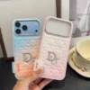Dior Embossed Diamond-Pattern Gradient Phone Case with Precision Cutouts - Ref. PCDIOR0037