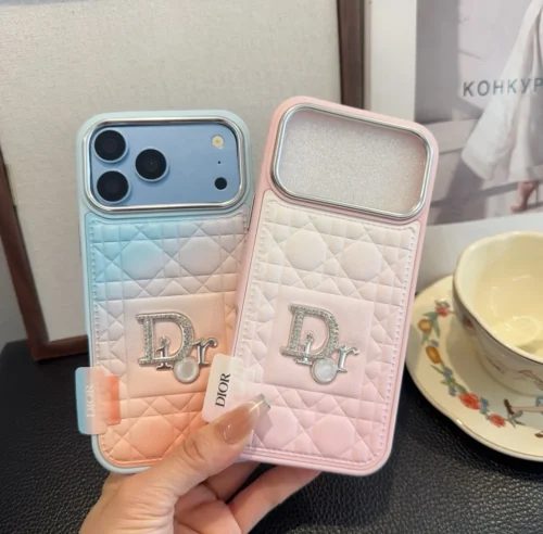 Dior Embossed Diamond-Pattern Gradient Phone Case with Precision Cutouts - Ref. PCDIOR0037