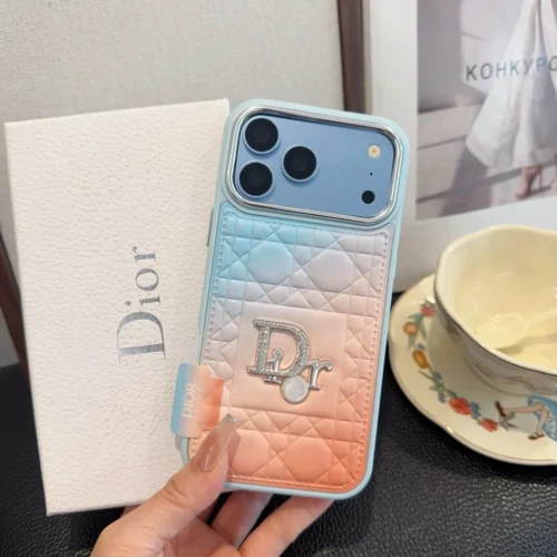Dior Embossed Diamond-Pattern Gradient Phone Case with Precision Cutouts - Ref. PCDIOR0037