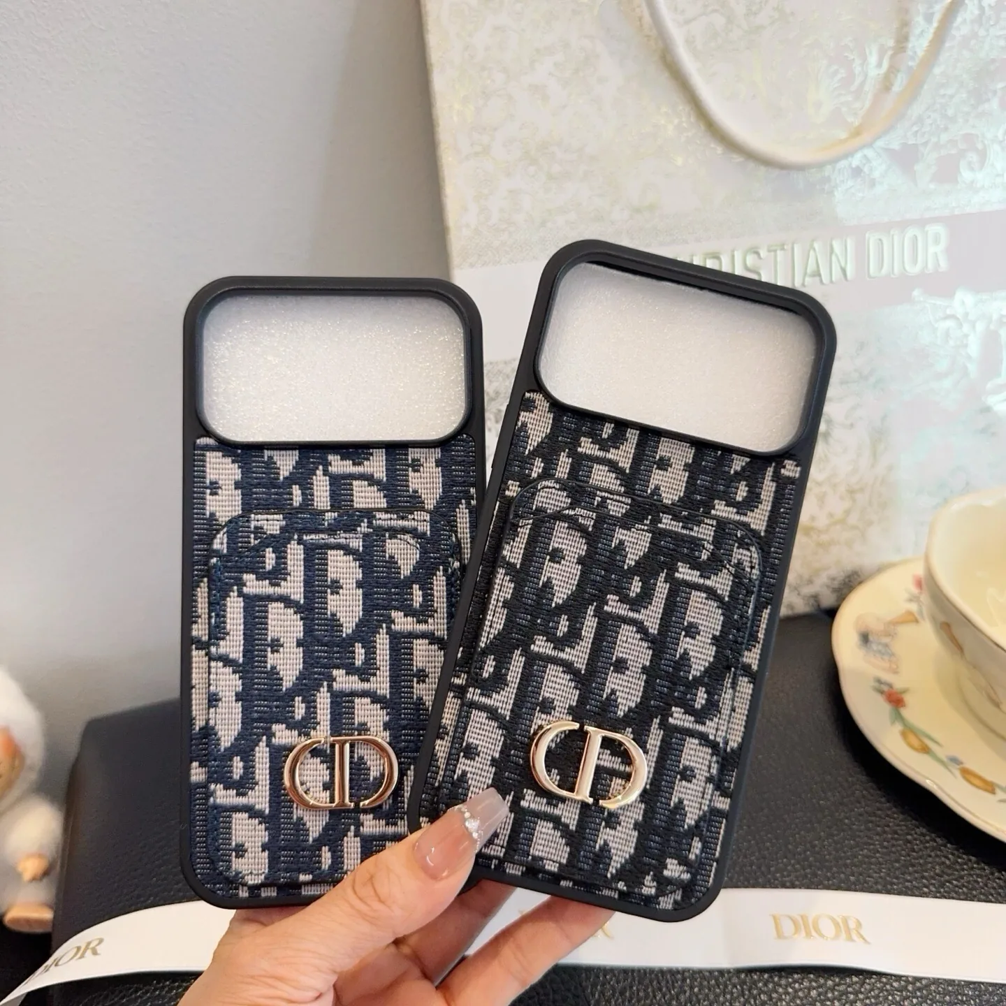 PCDIOR0049-01 Dior Fabric Full-Cover Phone Case with Card Slot - Ref. PCDIOR0049