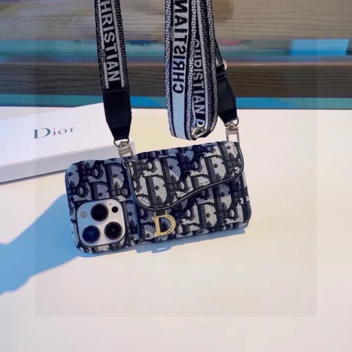 Dior Montaigne Cardholder Phone Case with Embroidered Woven Shoulder Strap - Ref. PCDIOR0066