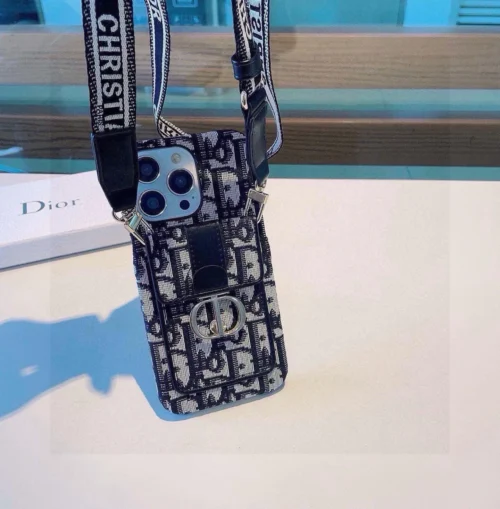 Dior Montaigne Cardholder Phone Case with Embroidered Woven Shoulder Strap - Ref. PCDIOR0068