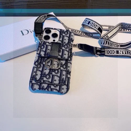 Dior Montaigne Cardholder Phone Case with Embroidered Woven Shoulder Strap - Ref. PCDIOR0068