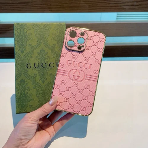 Gucci Embossed Full-Cover Phone Case with Electroplated Sides and Precision Cutouts - Ref. PCGUCCI0002