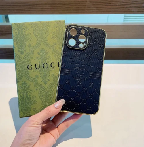 Gucci Embossed Full-Cover Phone Case with Electroplated Sides and Precision Cutouts - Ref. PCGUCCI0006