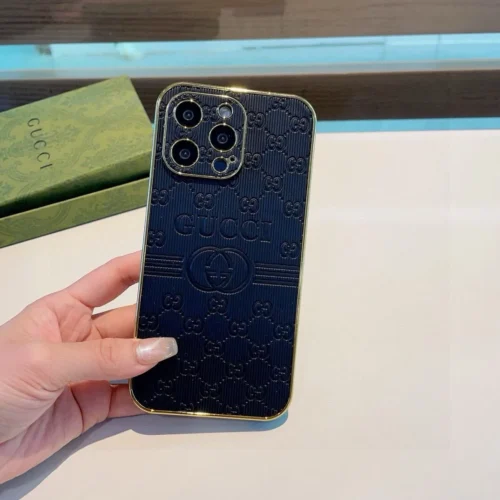 Gucci Embossed Full-Cover Phone Case with Electroplated Sides and Precision Cutouts - Ref. PCGUCCI0006