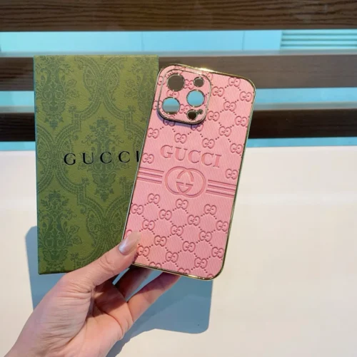 Gucci Embossed Full-Cover Phone Case with Electroplated Sides and Precision Cutouts - Ref. PCGUCCI0008