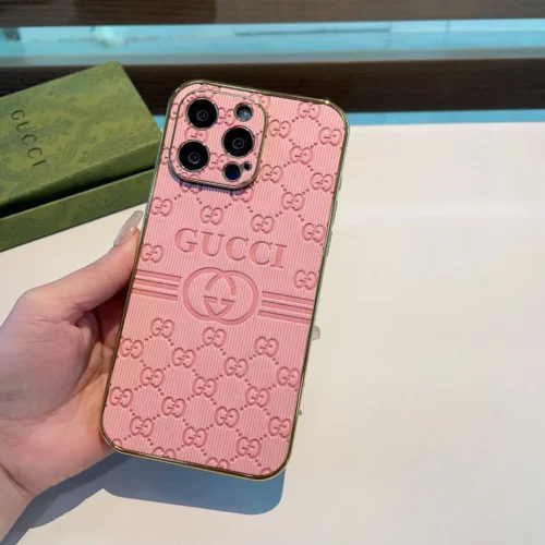 Gucci Embossed Full-Cover Phone Case with Electroplated Sides and Precision Cutouts - Ref. PCGUCCI0008