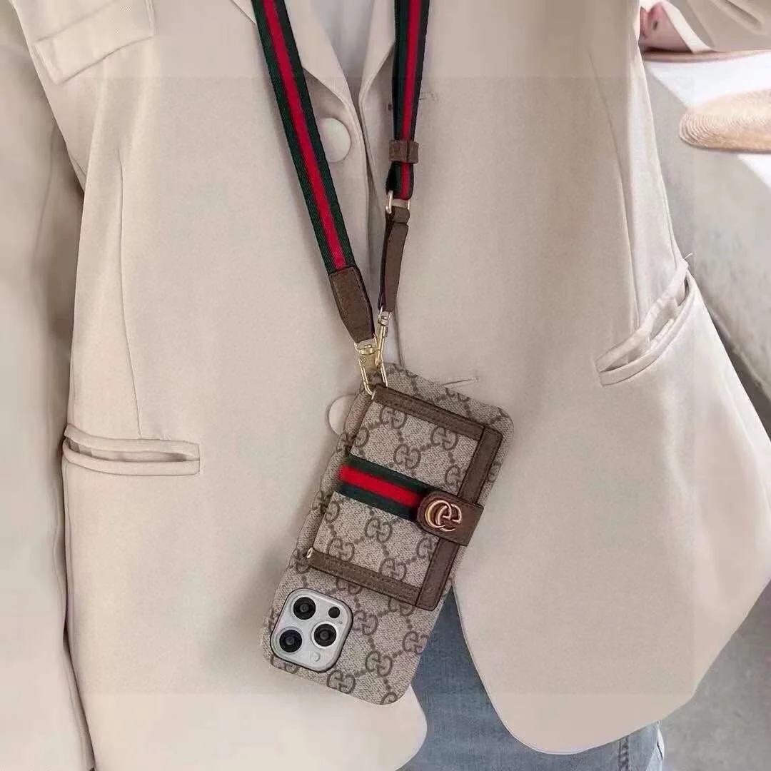 PCGUCCI0042-01 Gucci Crossbody Multi-Cardholder Phone Case with Coin Purse and Adjustable Detachable Web Strap - Ref. PCGUCCI0042