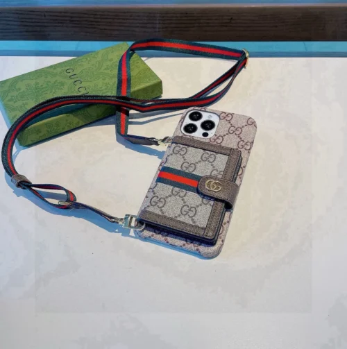 Gucci Crossbody Multi-Cardholder Phone Case with Coin Purse and Adjustable Detachable Web Strap - Ref. PCGUCCI0042