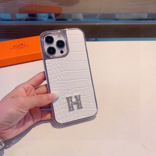 Hermes Crocodile-Embossed H-Motif Phone Case with Full-Wrap Edges - Ref. PCHERMES0006