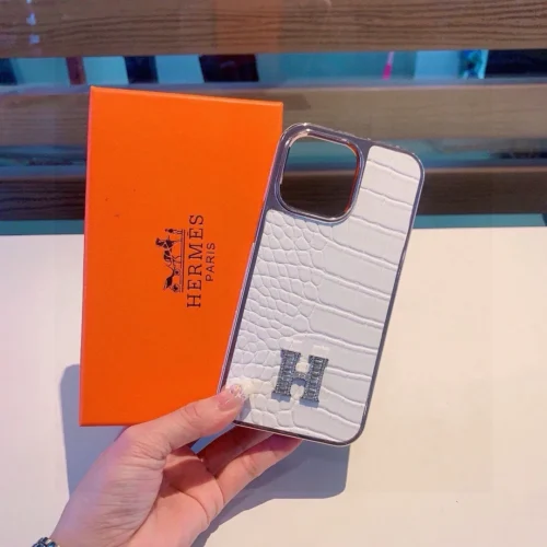 Hermes Crocodile-Embossed H-Motif Phone Case with Full-Wrap Edges - Ref. PCHERMES0006