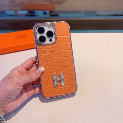 Hermes Crocodile-Embossed H-Motif Phone Case with Full-Wrap Edges - Ref. PCHERMES0007