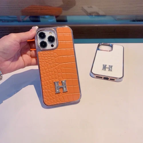 Hermes Crocodile-Embossed H-Motif Phone Case with Full-Wrap Edges - Ref. PCHERMES0007