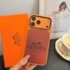 Hermes Cosmic Orange Glitter-Embossed Phone Case with Metal Camera Ring and Soft Edges - Ref. PCHERMES0018